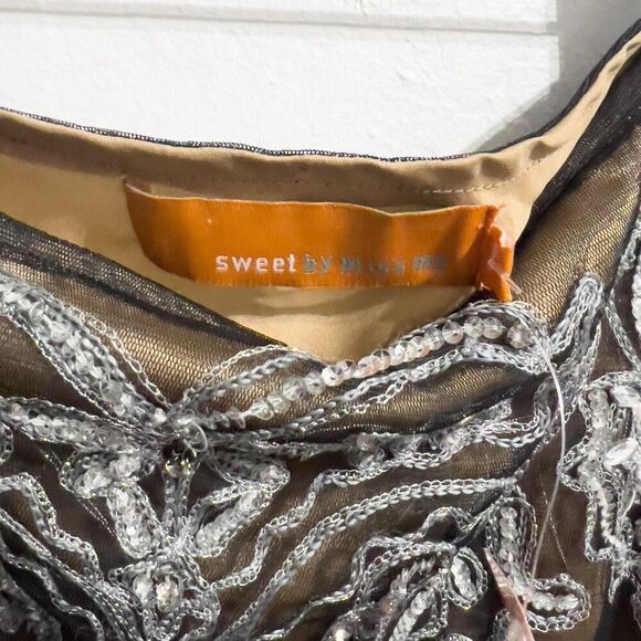 Vintage NWT Sweet Miss Me Skirt Medium Mesh Beaded Sequins Black Y2K Festival - Picture 4 of 6